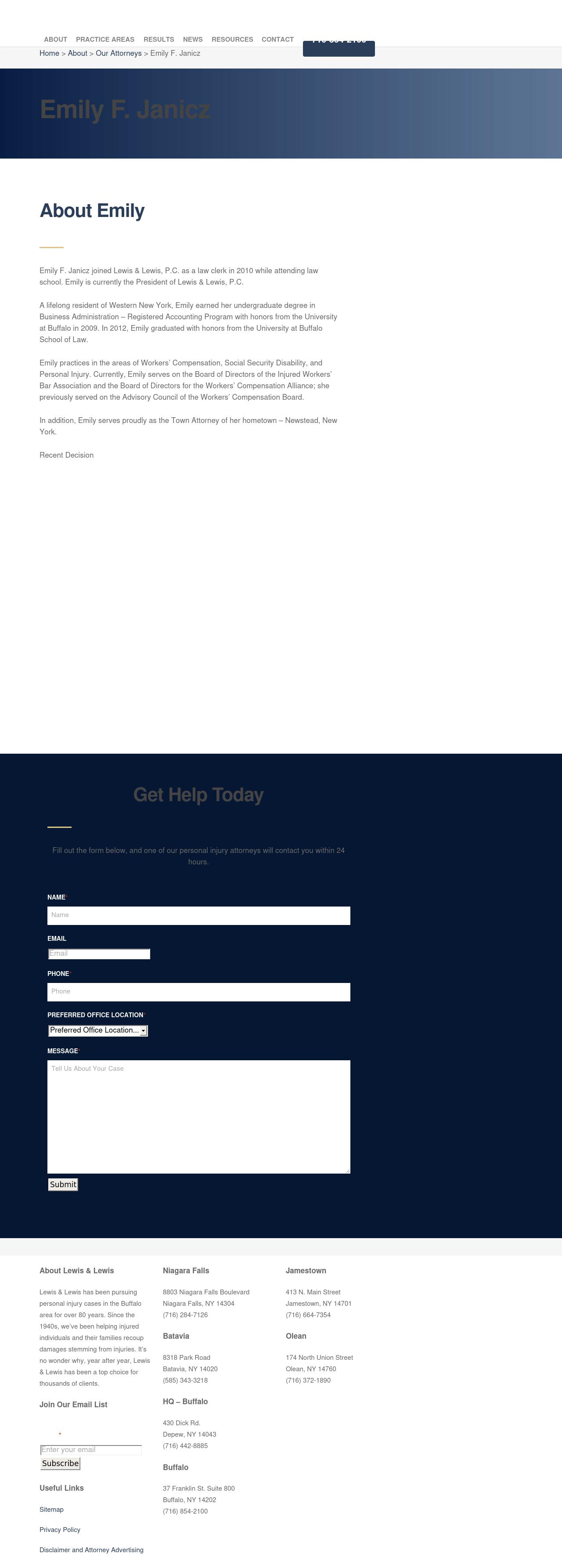 Emily Janicz - Batavia NY Lawyers