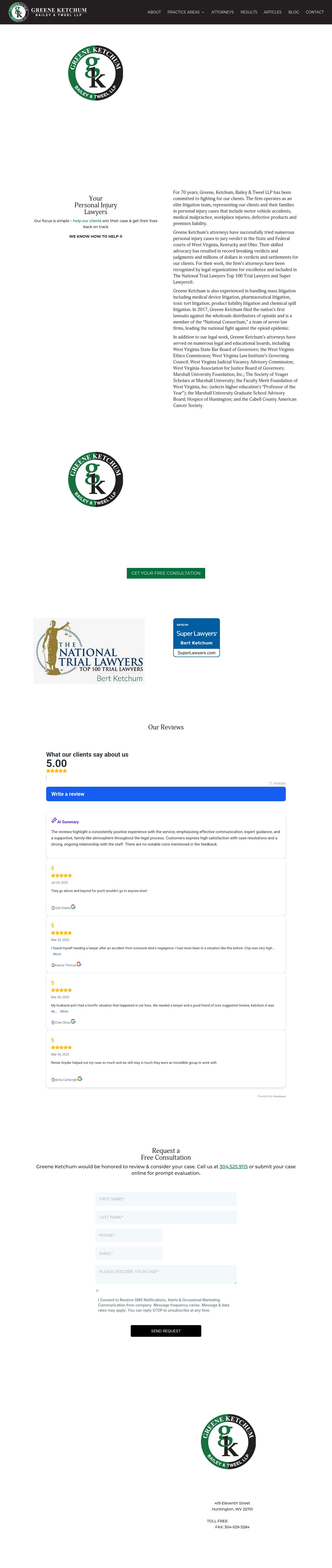 Greene Ketchum Farrell, Bailey & Tweel - Huntington WV Lawyers