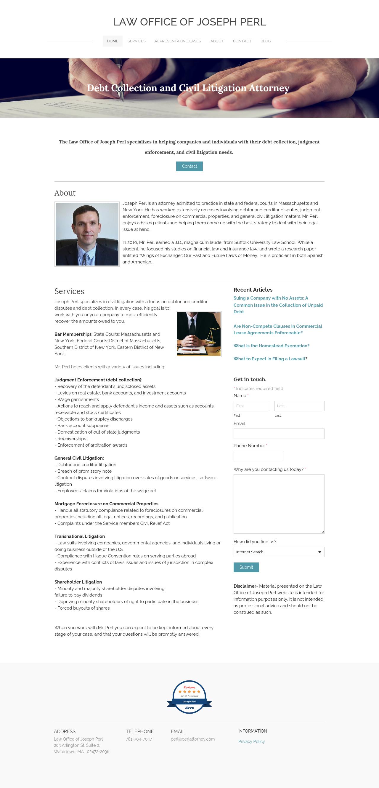 Joseph Perl, Esq. - Wilmington MA Lawyers