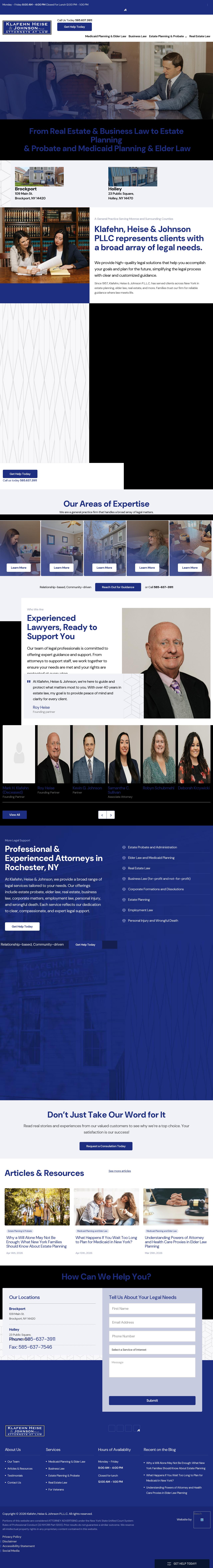 Klafehn, Heise & Johnson P.L.L.C., Attorneys at Law - Brockport NY Lawyers