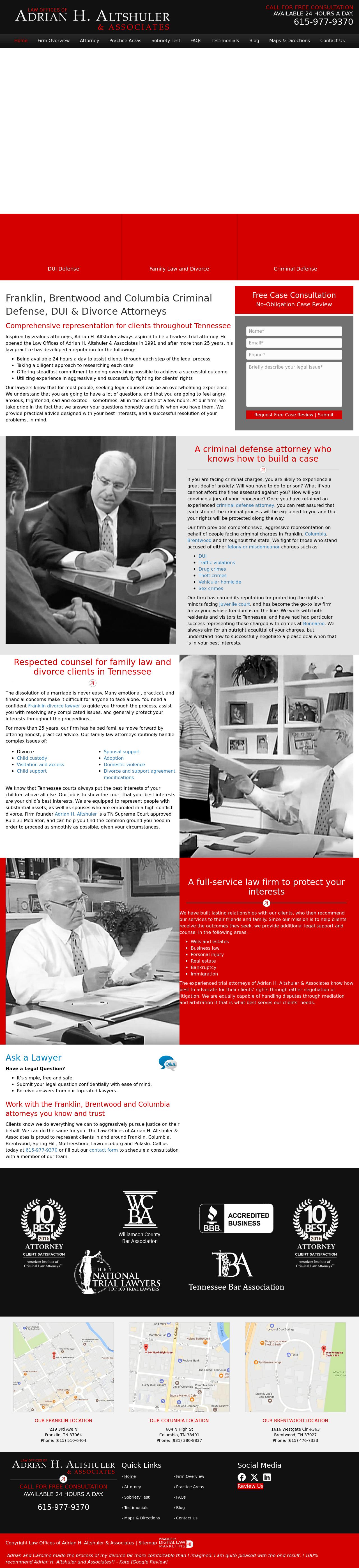 Law Offices of Adrian H. Altshuler & Associates - Brentwood TN Lawyers