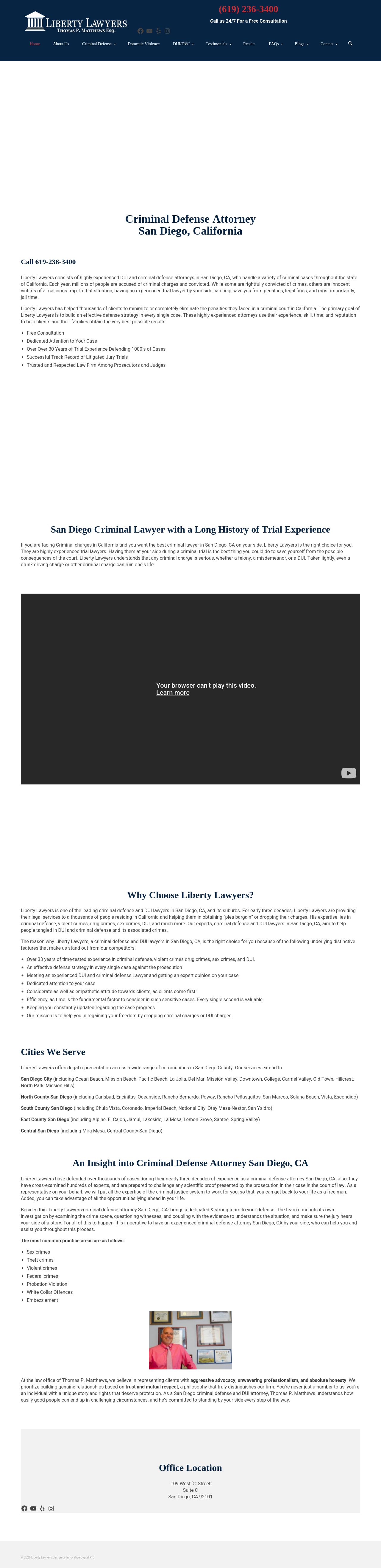 Law Offices of Thomas P. Matthews - San Diego CA Lawyers