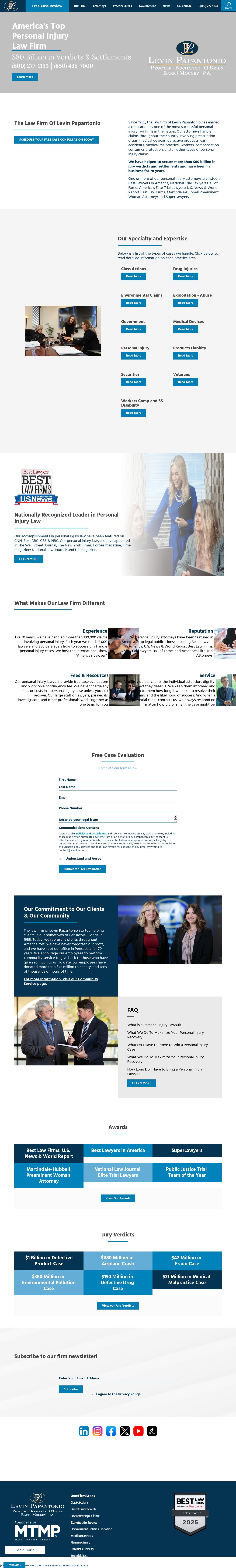 Levin Papantonio Thomas Mitchell Rafferty & Proctor P.A. - Pensacola FL Lawyers