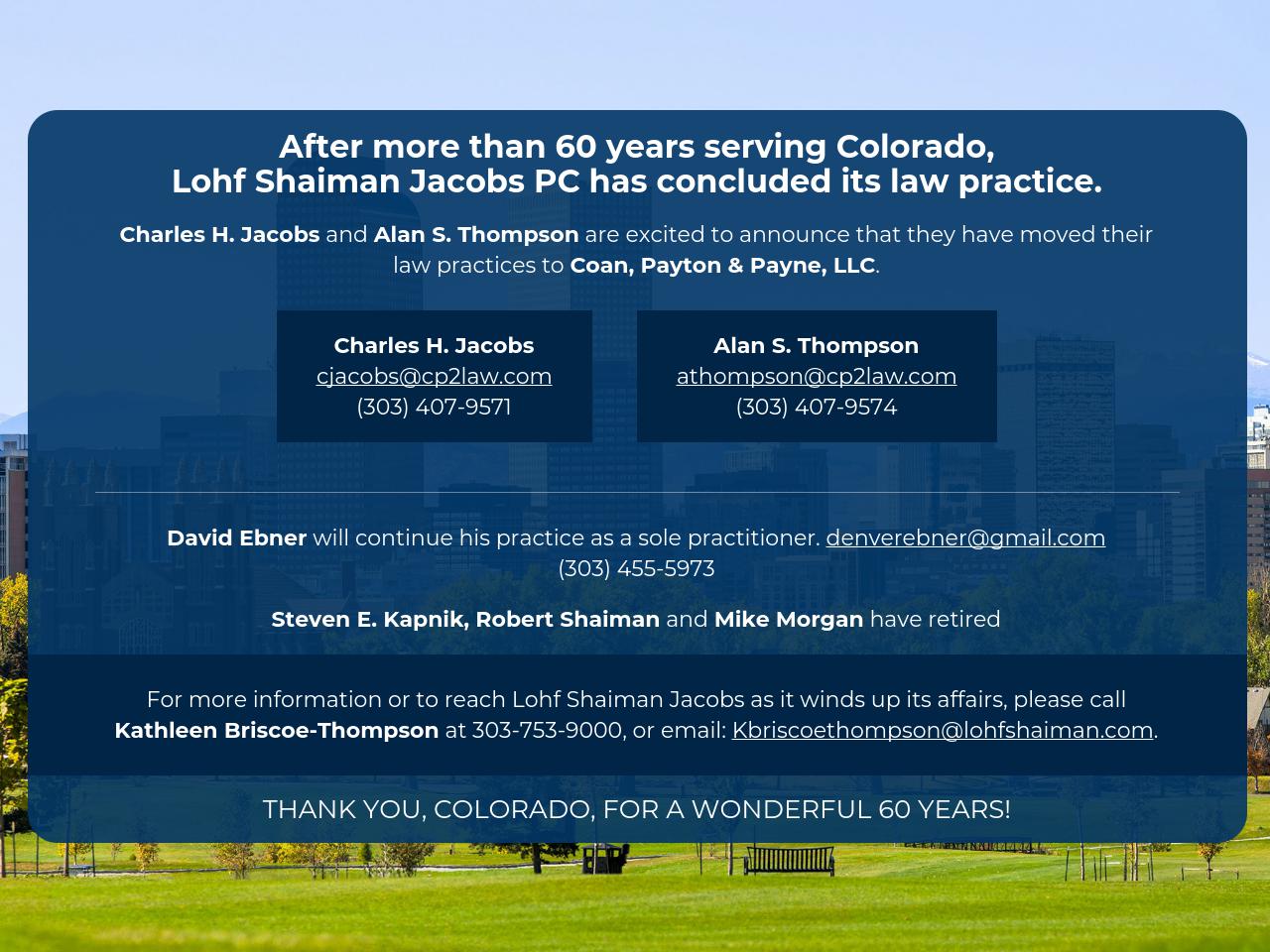 Lohf Shaiman Jacobs Hyman & Feiger PC - Denver CO Lawyers
