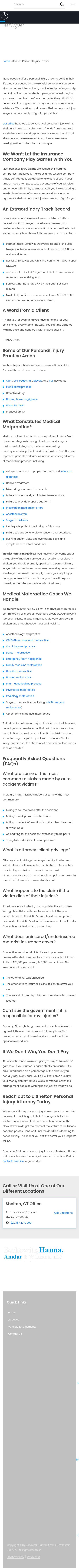 Berkowitz Hanna Malpractice & Injury Lawyers - Shelton CT Lawyers