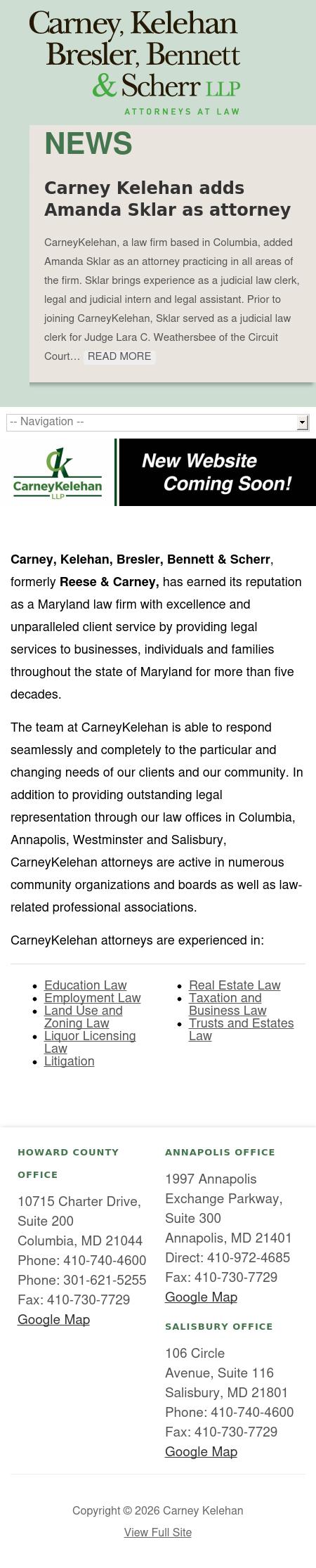 Carney, Kelehan, Bresler, Bennett and Scherr LLP - Annapolis MD Lawyers