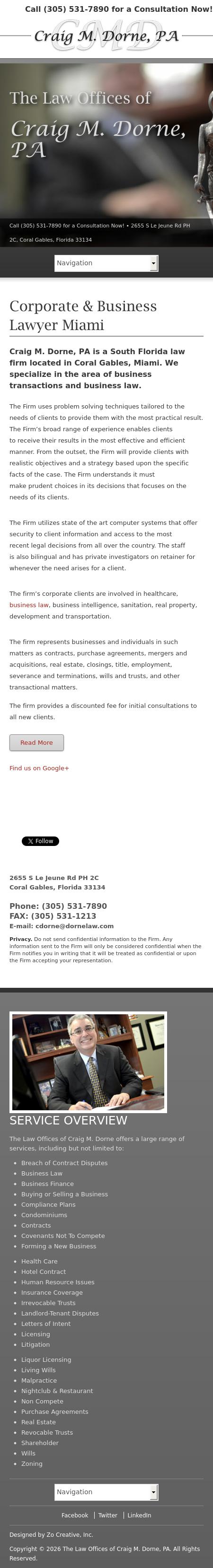 Craig M. Dorne, PA - Coral Gables FL Lawyers