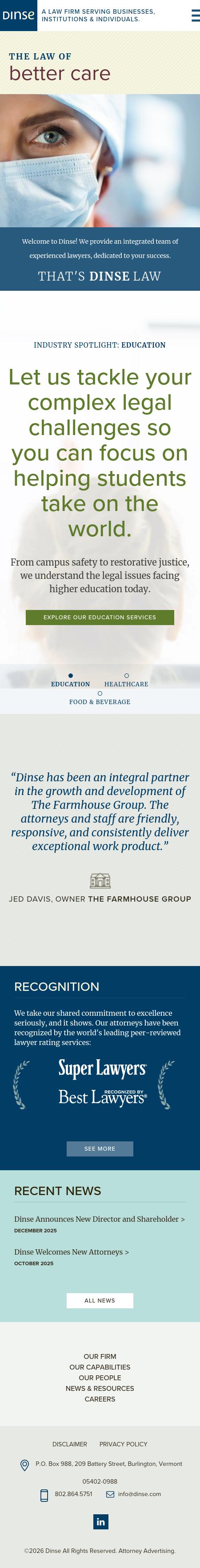 Dinse, Knapp & McAndrew, P.C. - Burlington VT Lawyers