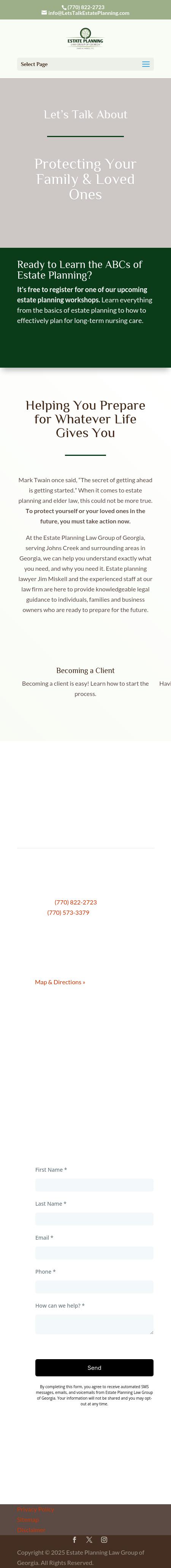 ESTATE PLANNING LAW GROUP OF GEORGIA, James M. Miskell P.C. - Johns Creek GA Lawyers