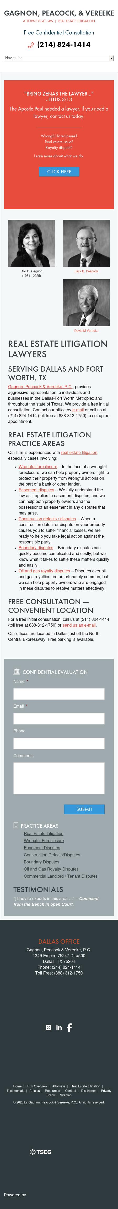 Gagnon, Peacock & Vereeke, P.C. - Dallas TX Lawyers