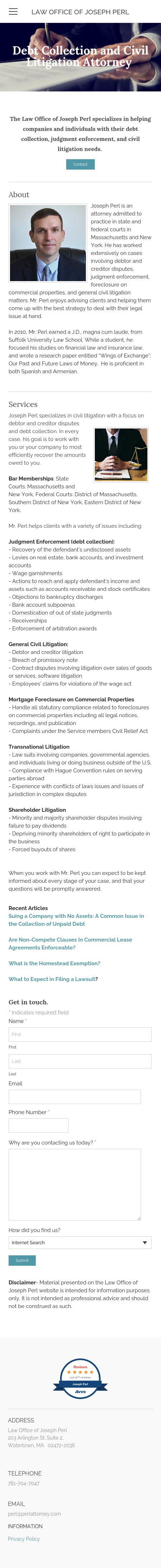 Joseph Perl, Esq. - Wilmington MA Lawyers