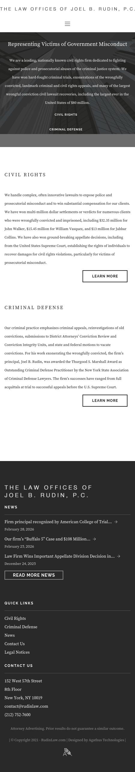 Law Offices of Joel B. Rudin - New York NY Lawyers