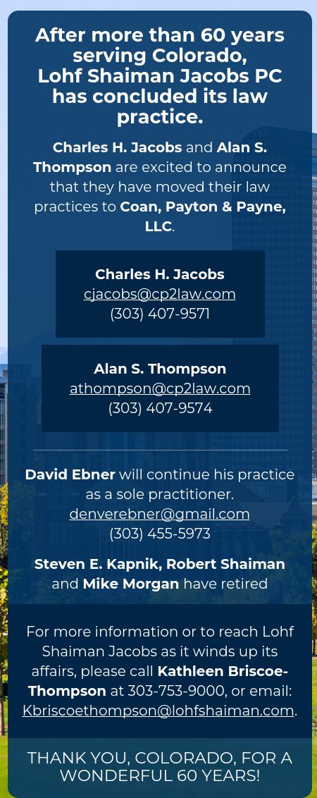Lohf Shaiman Jacobs Hyman & Feiger PC - Denver CO Lawyers