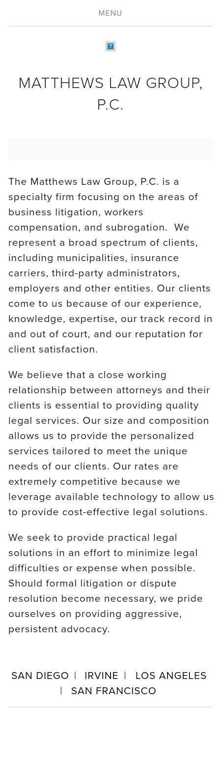Matthews Law Group, P.C. - San Francisco CA Lawyers