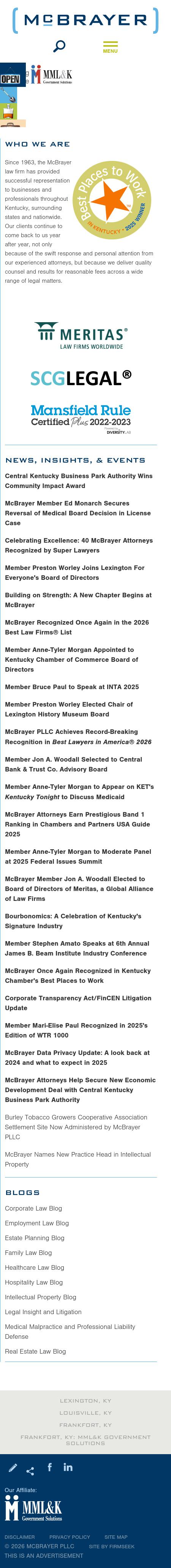 McBrayer, McGinnis, Leslie & Kirkland, PLLC - Frankfort KY Lawyers