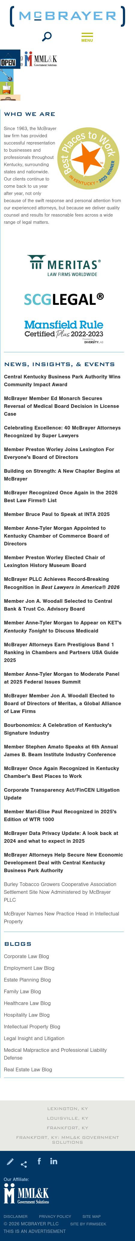 McBrayer, McGinnis, Leslie & Kirkland, PLLC - Lexington KY Lawyers