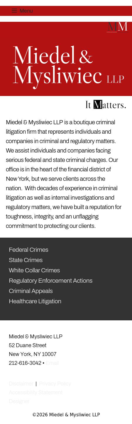 Miedel & Mysliwiec LLP - New York NY Lawyers