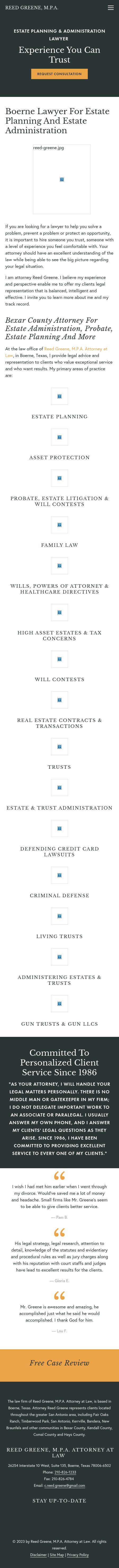 Reed Greene, M.P.A. Attorney at Law - Boerne TX Lawyers