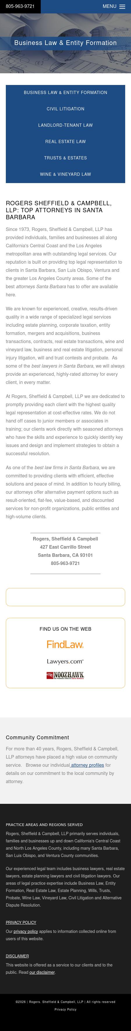 Rogers, Sheffield & Campbell, LLP - Santa Barbara CA Lawyers
