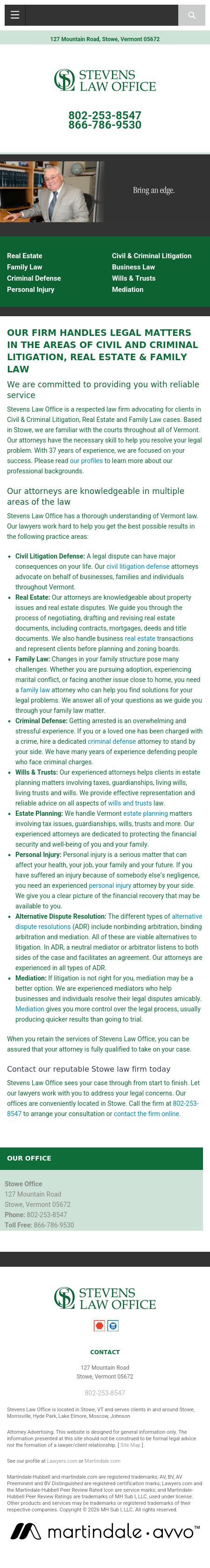 Stevens Law Office - Stowe VT Lawyers