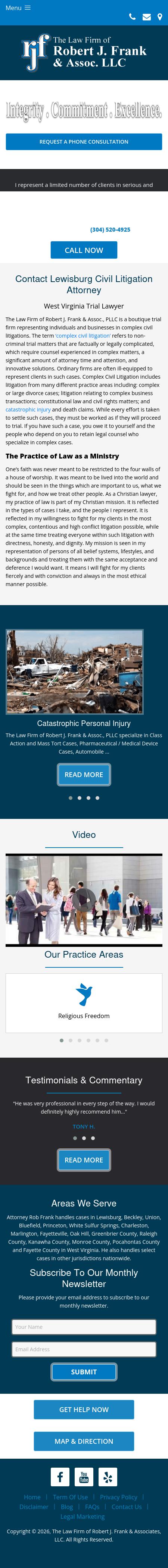 The Law Firm of Robert J. Frank & Associates, LLC - Lewisburg WV Lawyers