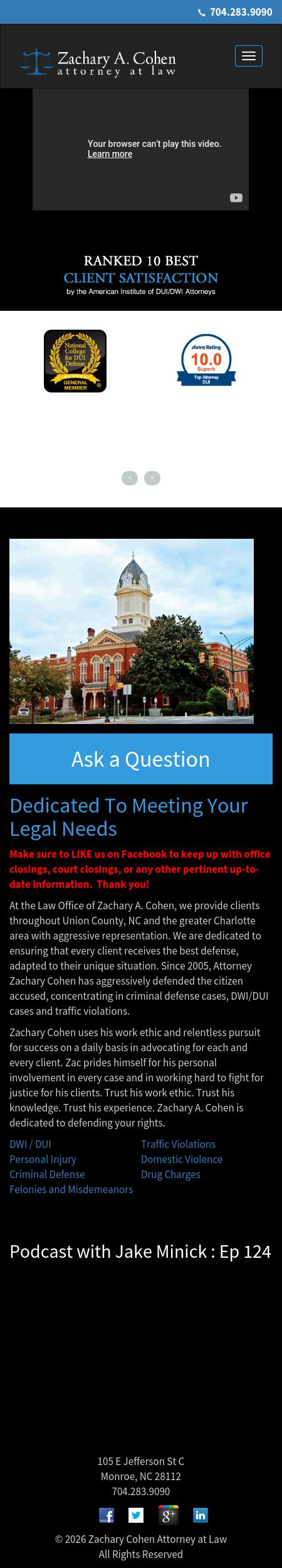 Zachary A. Cohen Attorney at Law - Monroe NC Lawyers