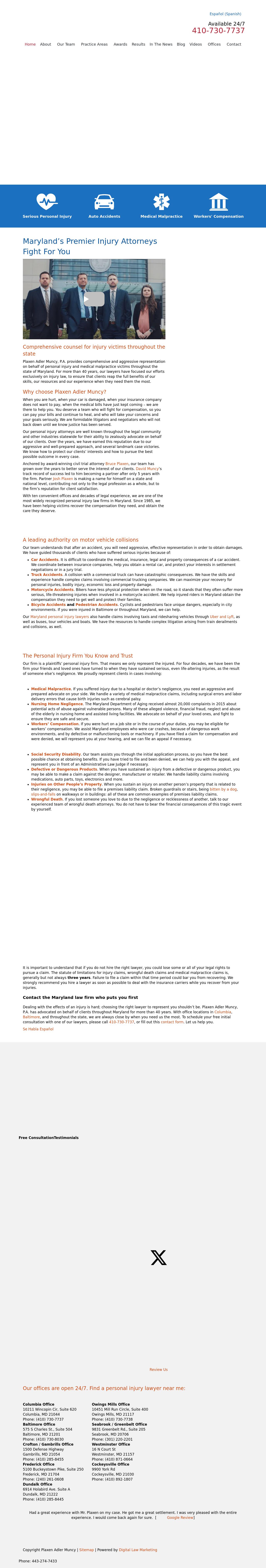 Plaxen & Adler PA - Baltimore  MD Lawyers