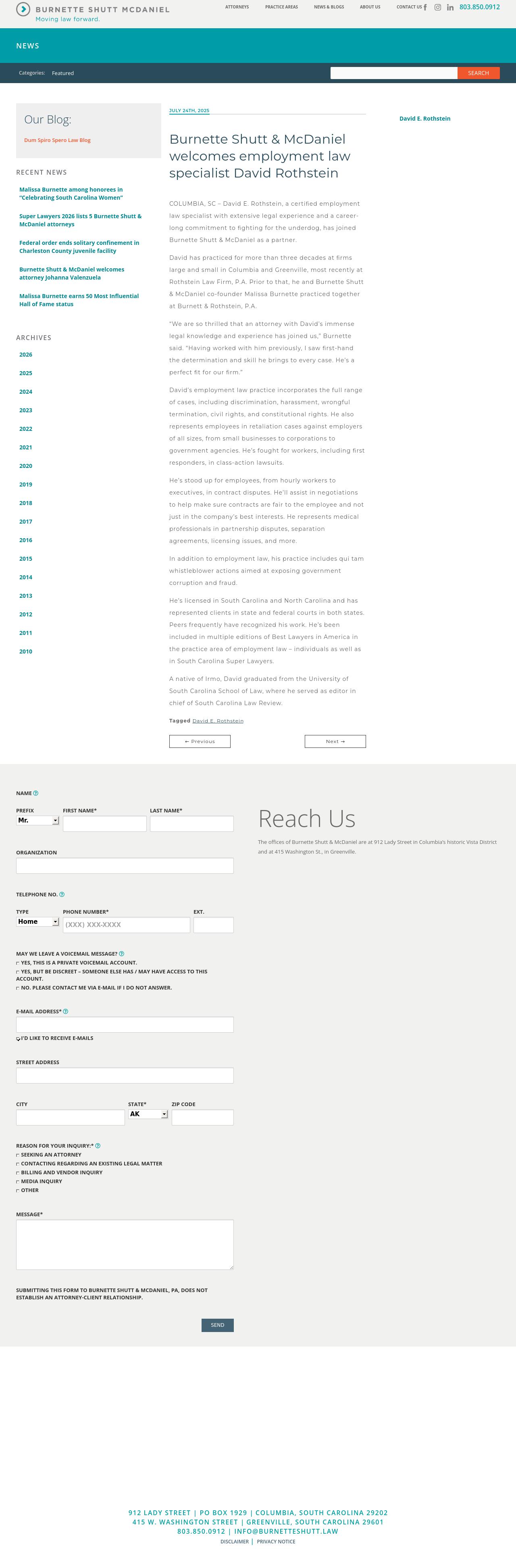 Rothstein Law Firm, PA - Greenville SC Lawyers