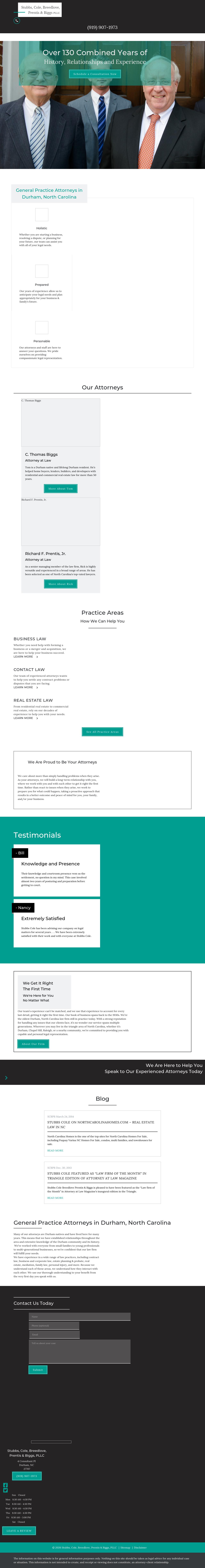Stubbs, Cole, Breedlove, Prentis & Biggs, P.L.L.C. - Durham NC Lawyers