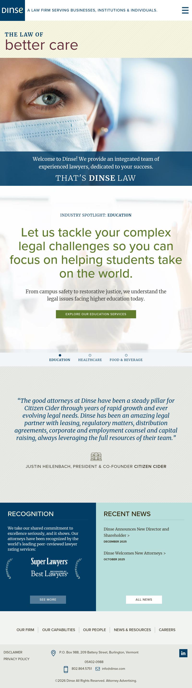 Dinse, Knapp & McAndrew, P.C. - Burlington VT Lawyers