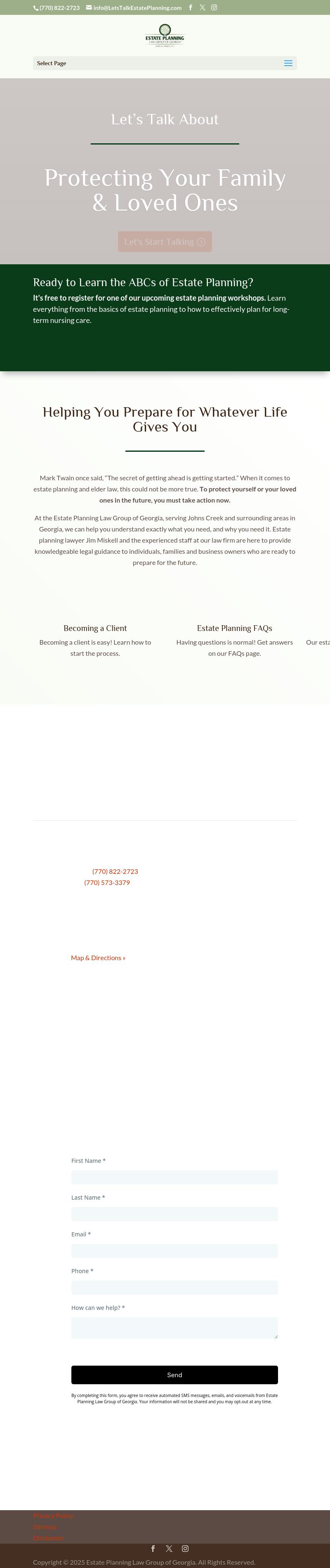 ESTATE PLANNING LAW GROUP OF GEORGIA, James M. Miskell P.C. - Johns Creek GA Lawyers