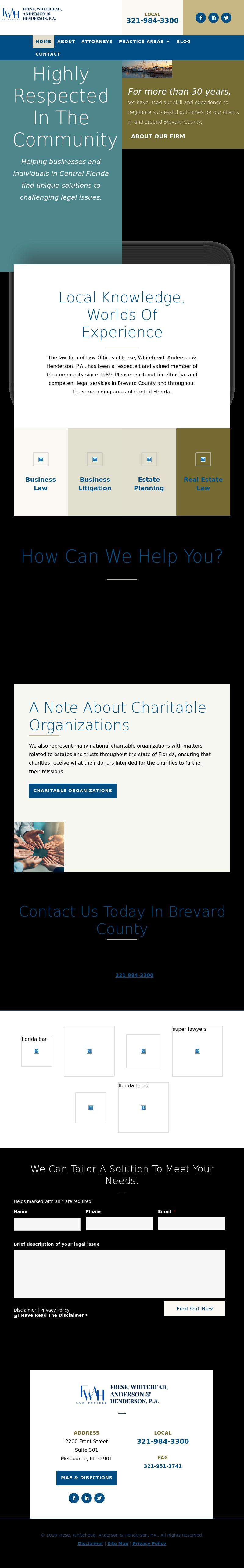 Frese, Hansen, Anderson, Anderson, Heuston & Whitehead, P.A. - Melbourne FL Lawyers