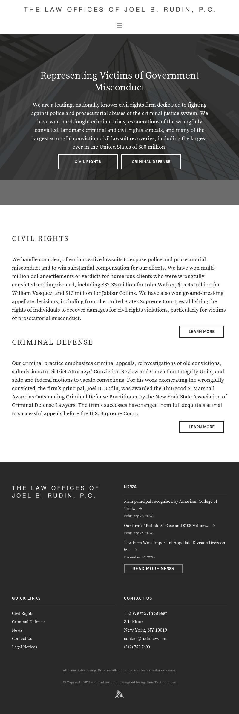 Law Offices of Joel B. Rudin - New York NY Lawyers