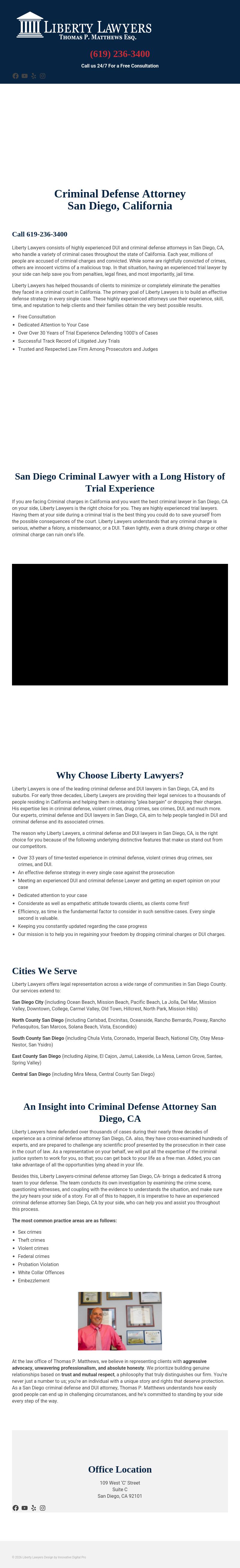 Law Offices of Thomas P. Matthews - San Diego CA Lawyers