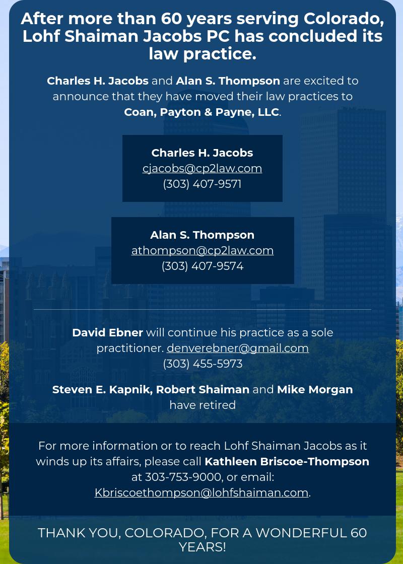 Lohf Shaiman Jacobs Hyman & Feiger PC - Denver CO Lawyers