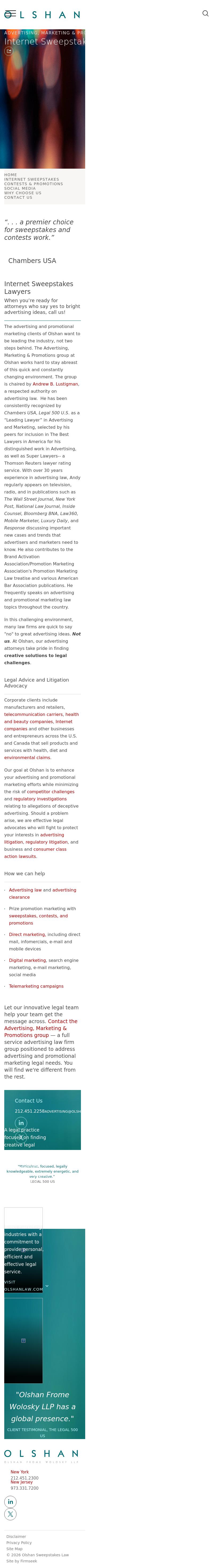 Olshan Frome Wolosky LLP: Advertising, Marketing & Promotions Group - New York NY Lawyers