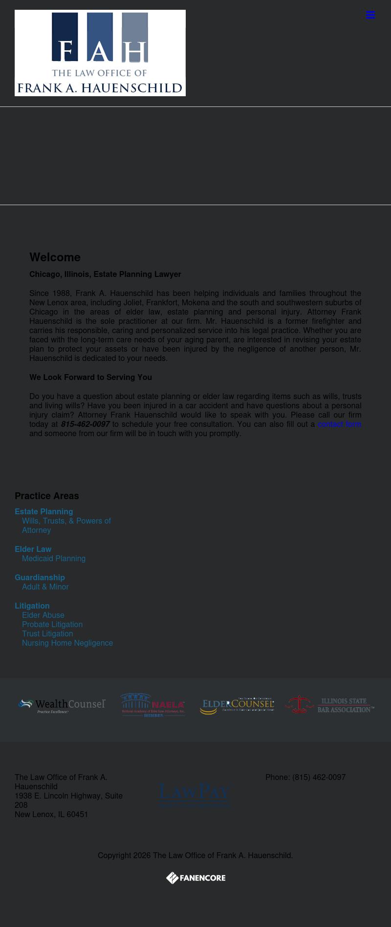 The Law Office of Frank A. Hauenschild - New Lenox IL Lawyers