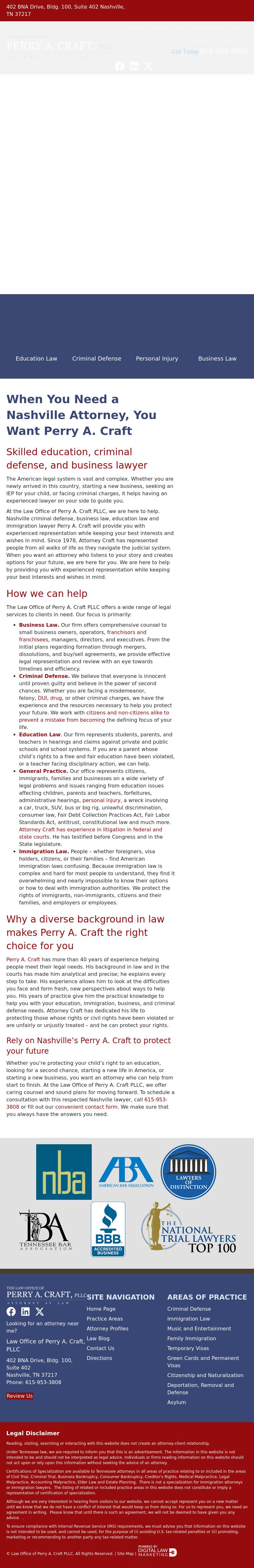 The Law Office of Perry A. Craft, PLLC - Nashville TN Lawyers