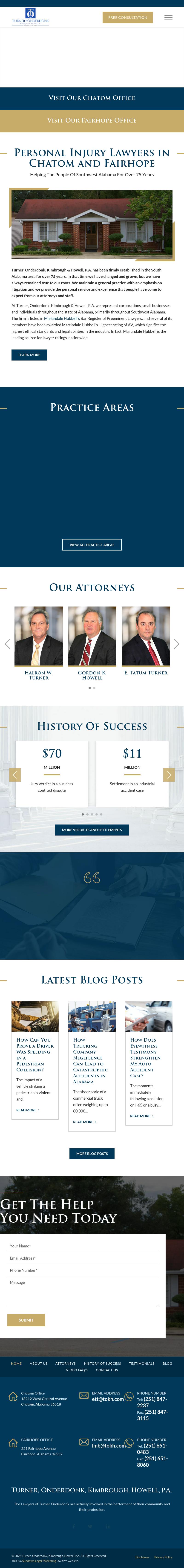 Turner, Onderdonk, Kimbrough, Howell, Huggins & Bradley, P.A. - Chatom AL Lawyers