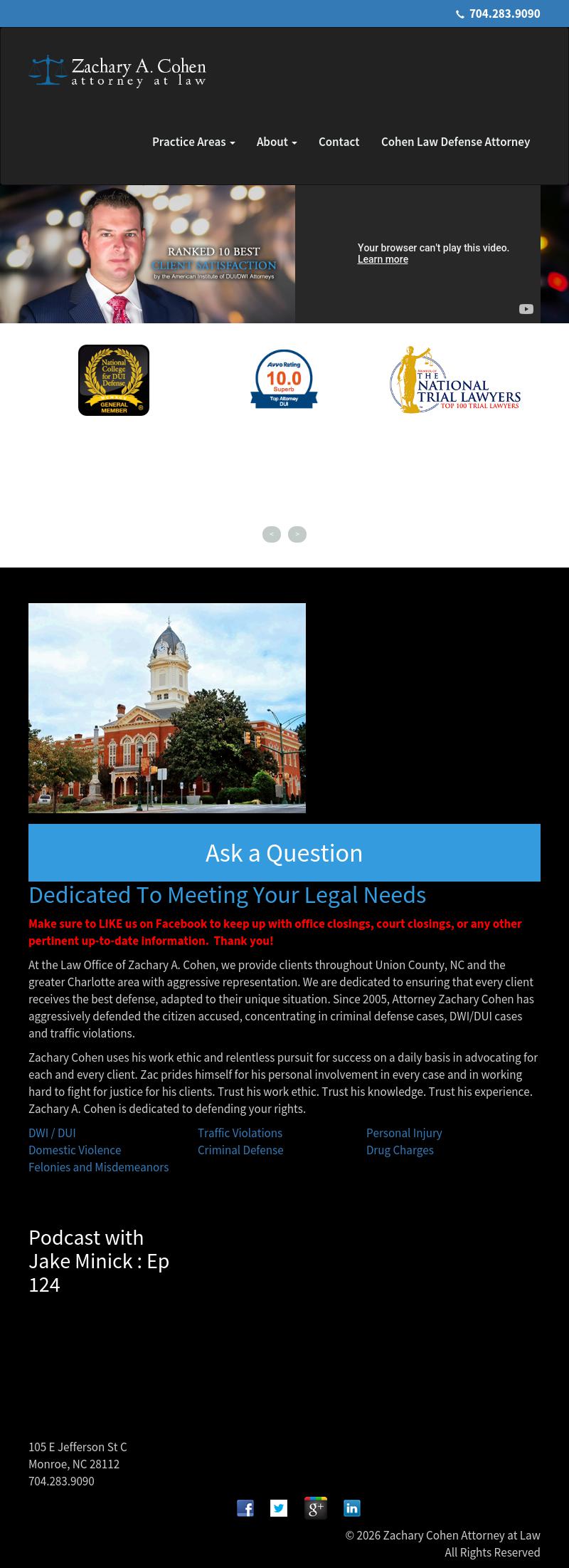 Zachary A. Cohen Attorney at Law - Monroe NC Lawyers