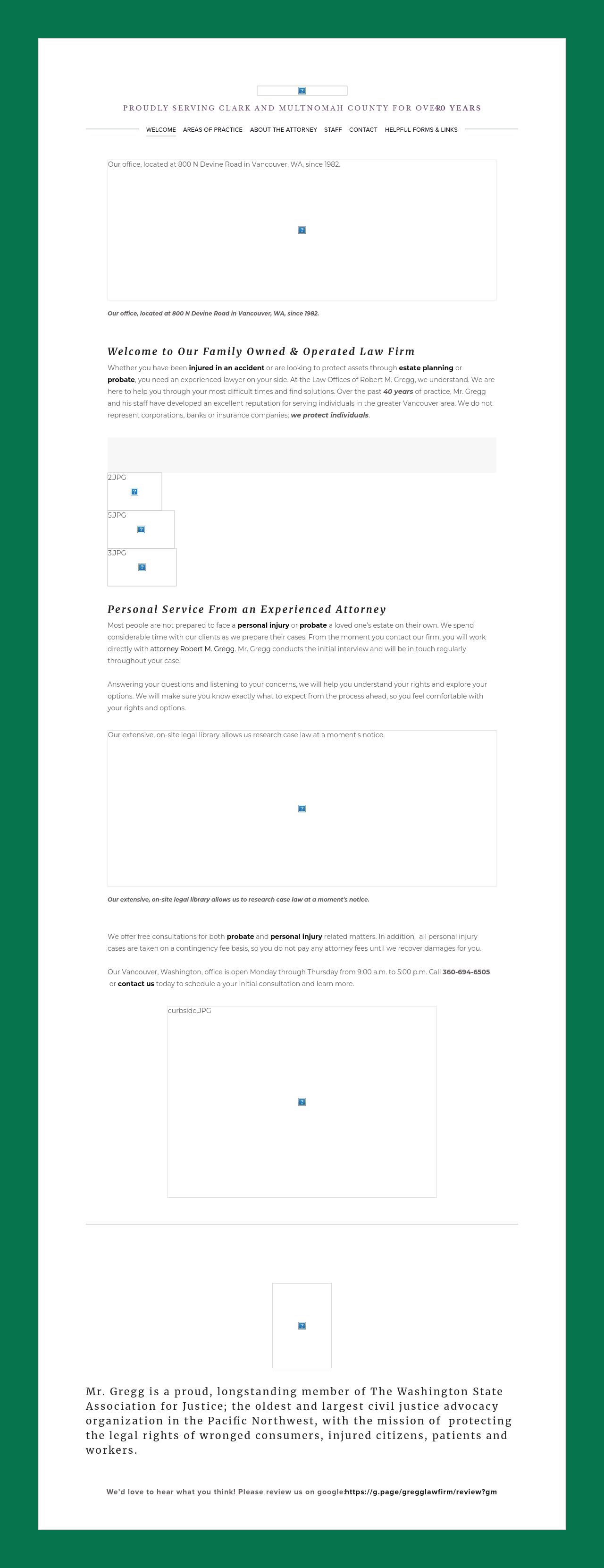 The Law Offices of Robert M. Gregg - Vancouver WA Lawyers