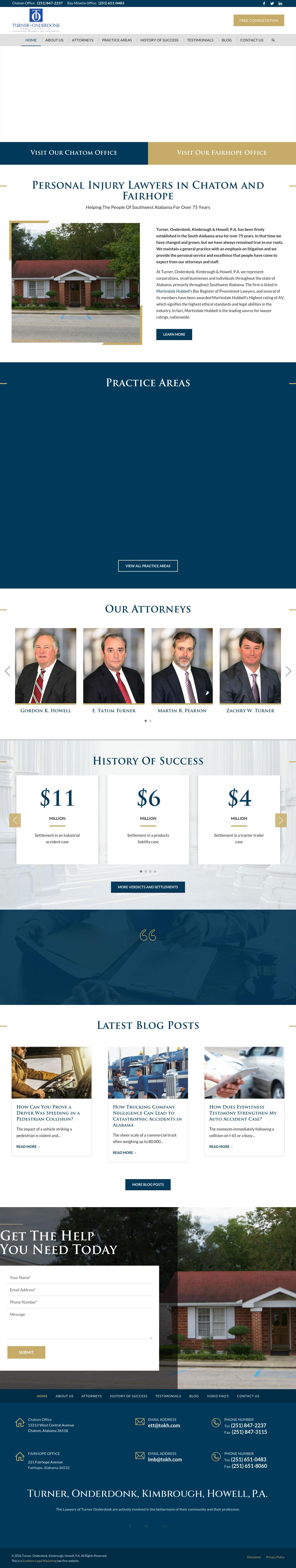 Turner, Onderdonk, Kimbrough, Howell, Huggins & Bradley, P.A. - Chatom AL Lawyers