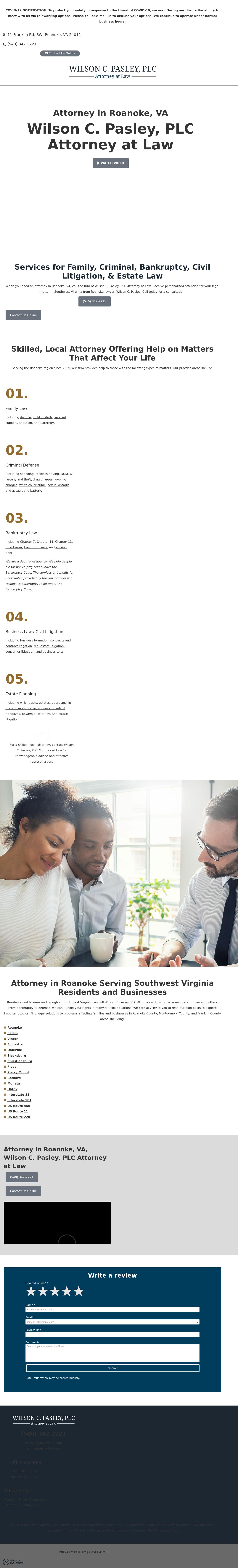 Wilson C. Pasley, PLC - Roanoke VA Lawyers
