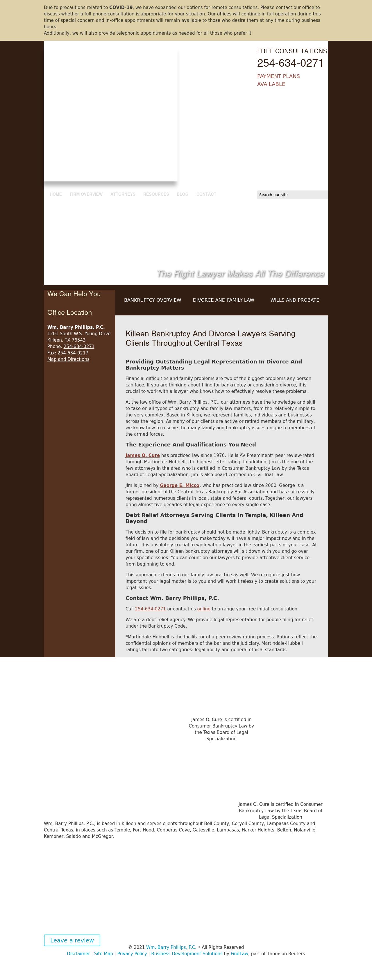 Wm. Barry Phillips, P.C. - Killeen TX Lawyers