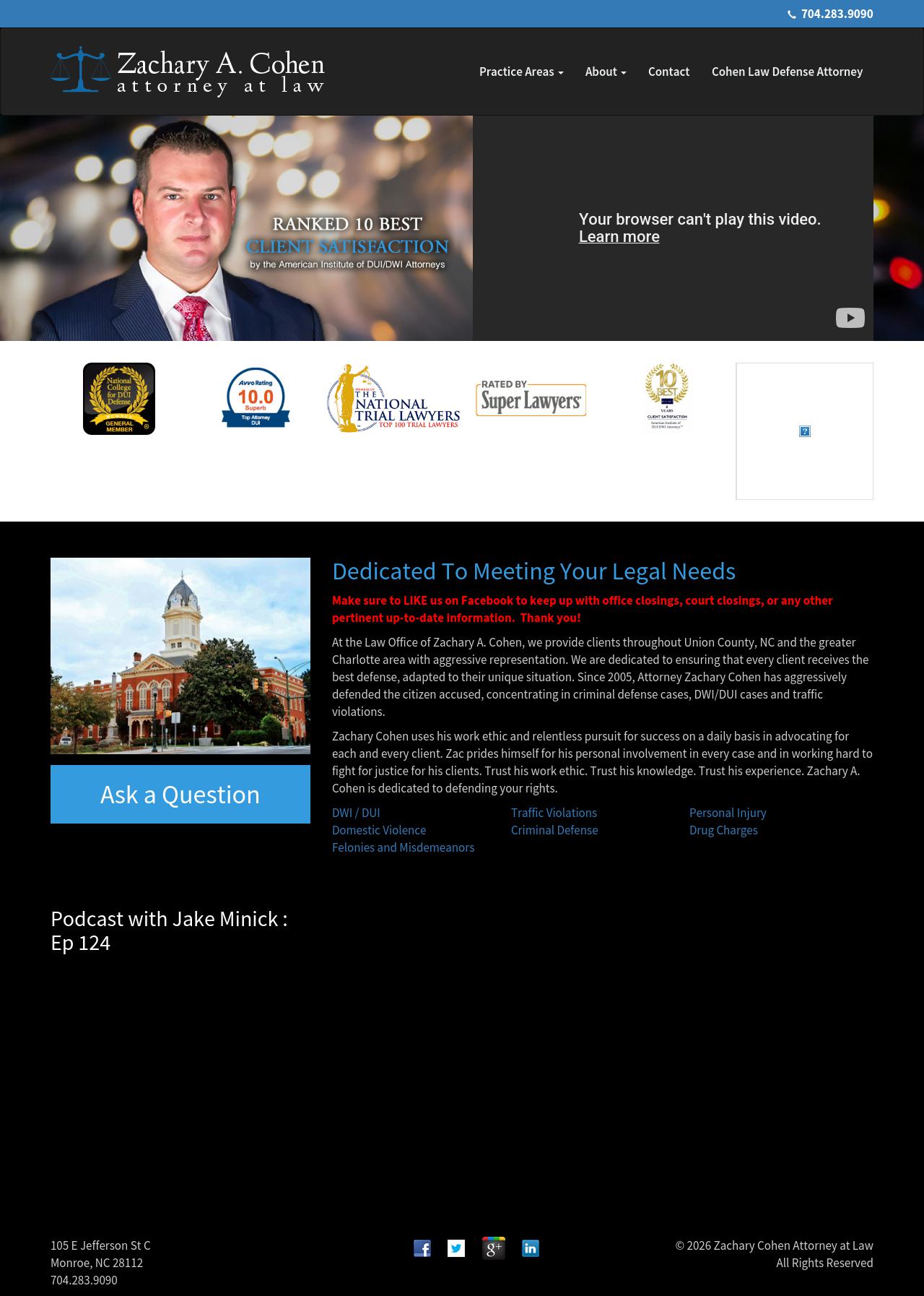 Zachary A. Cohen Attorney at Law - Monroe NC Lawyers